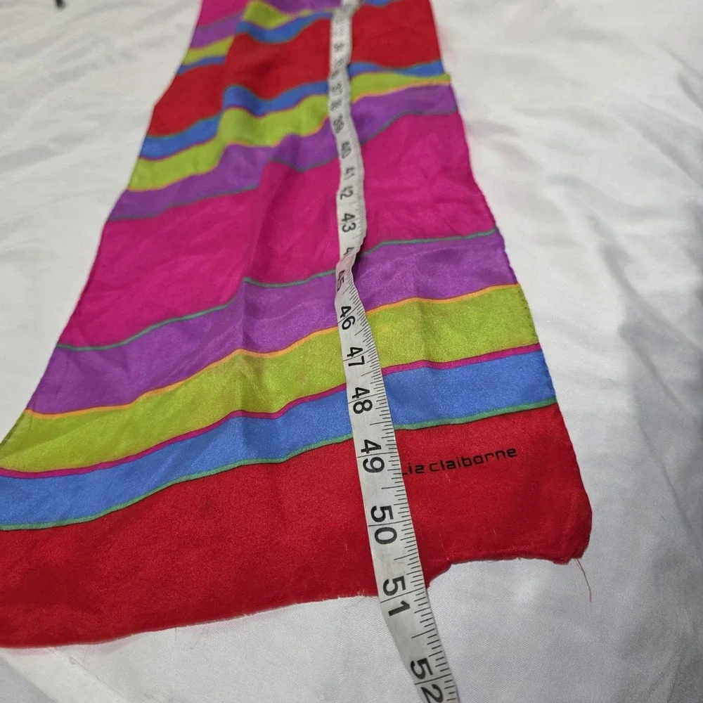 Vintage Liz Claiborne‎ Silk Scarf Colorblock 90S Retro Bold Luxury